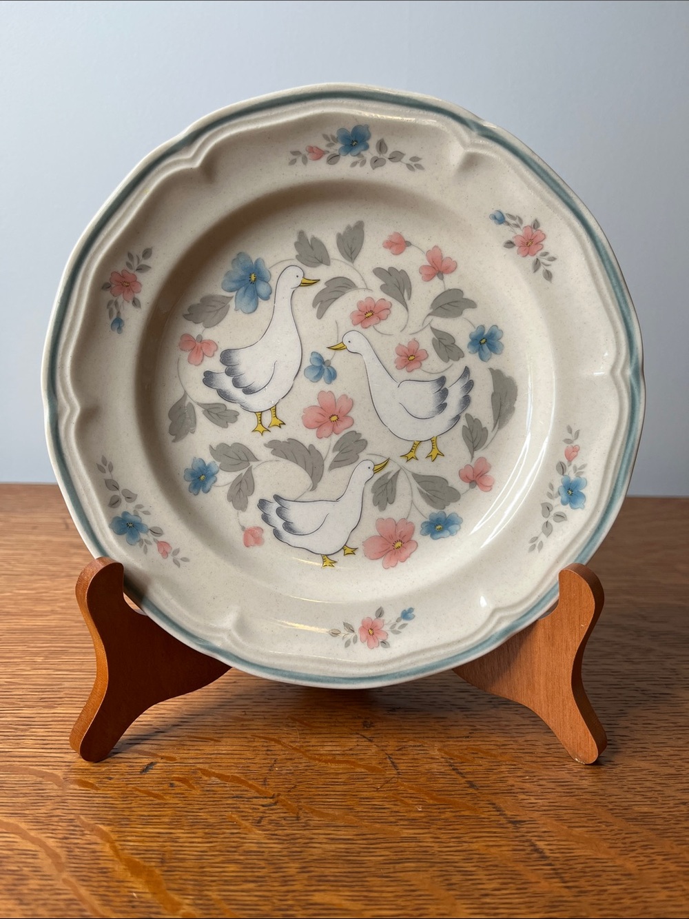 Vintage Country Classics Action Japan 7.5” Goose Floral Luncheon Plate
